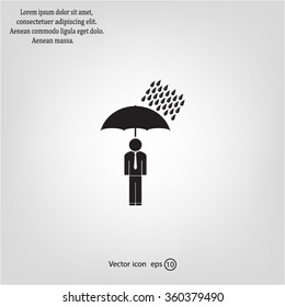 a man with an umbrella in the rain