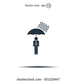 a man with an umbrella in the rain
