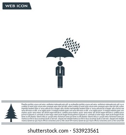 a man with an umbrella in the rain