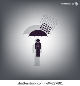 a man with an umbrella in the rain