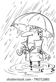 a man with an umbrella in the rain