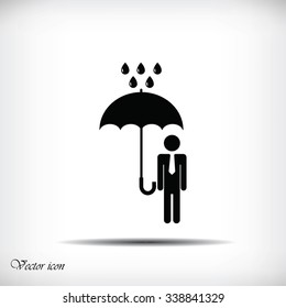 a man with an umbrella in the rain icon