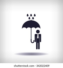 a man with an umbrella in the rain icon