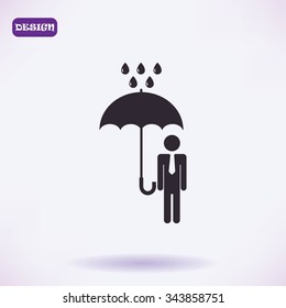 a man with an umbrella in the rain icon