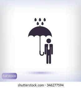 a man with an umbrella in the rain icon