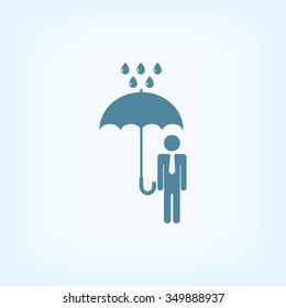 a man with an umbrella in the rain icon