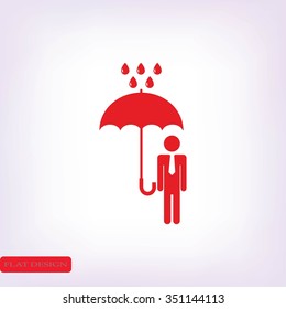 a man with an umbrella in the rain icon
