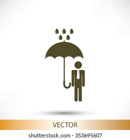 a man with an umbrella in the rain icon