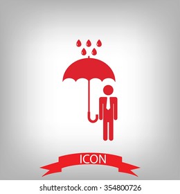 a man with an umbrella in the rain icon