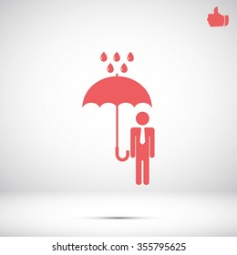 a man with an umbrella in the rain icon