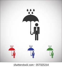 a man with an umbrella in the rain icon