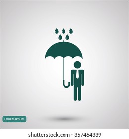 a man with an umbrella in the rain icon
