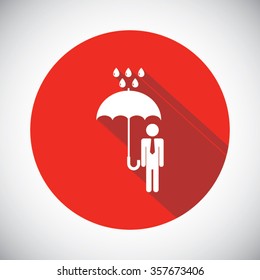 a man with an umbrella in the rain icon