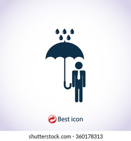 a man with an umbrella in the rain icon