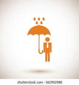 a man with an umbrella in the rain icon