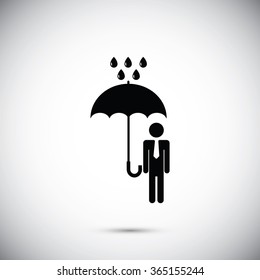 a man with an umbrella in the rain icon