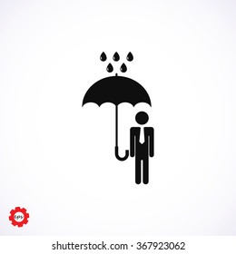 a man with an umbrella in the rain icon