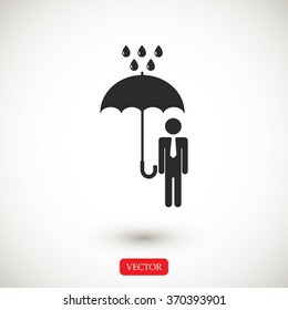 a man with an umbrella in the rain icon