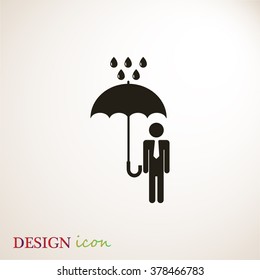 a man with an umbrella in the rain icon