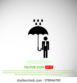 a man with an umbrella in the rain icon