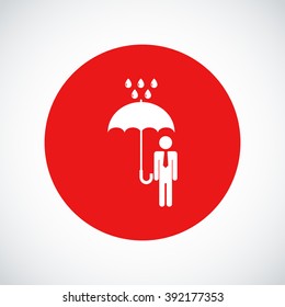a man with an umbrella in the rain icon