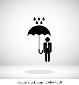 a man with an umbrella in the rain icon