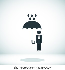 a man with an umbrella in the rain icon