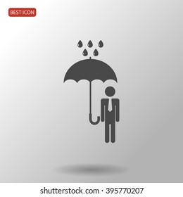 a man with an umbrella in the rain icon