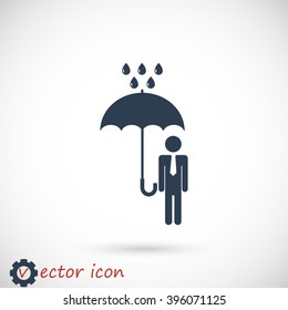a man with an umbrella in the rain icon