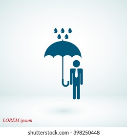 a man with an umbrella in the rain icon