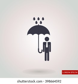 a man with an umbrella in the rain icon
