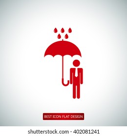 a man with an umbrella in the rain icon