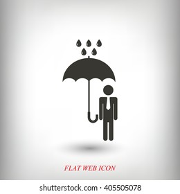 a man with an umbrella in the rain icon