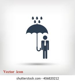 a man with an umbrella in the rain icon