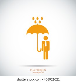 a man with an umbrella in the rain icon