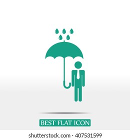a man with an umbrella in the rain icon