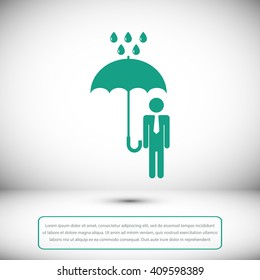 a man with an umbrella in the rain icon