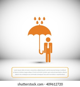 a man with an umbrella in the rain icon