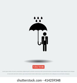 a man with an umbrella in the rain icon