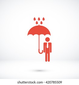 a man with an umbrella in the rain icon