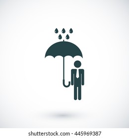 a man with an umbrella in the rain icon