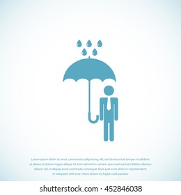 a man with an umbrella in the rain icon