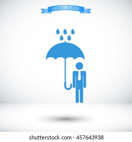 a man with an umbrella in the rain icon