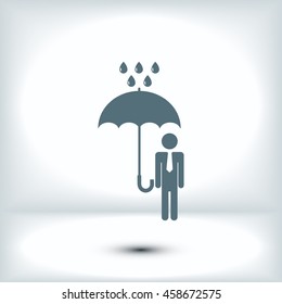 a man with an umbrella in the rain icon