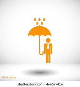 a man with an umbrella in the rain icon