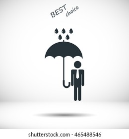 a man with an umbrella in the rain icon