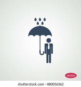 a man with an umbrella in the rain icon, vector best flat icon, EPS