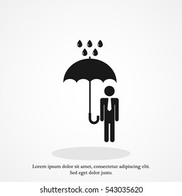 a man with an umbrella in the rain icon, vector best flat icon, EPS