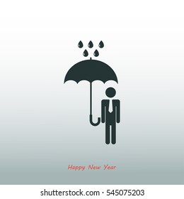 a man with an umbrella in the rain icon, vector best flat icon, EPS
