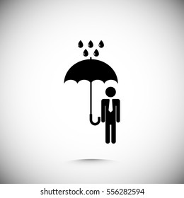 a man with an umbrella in the rain icon, vector best flat icon, EPS